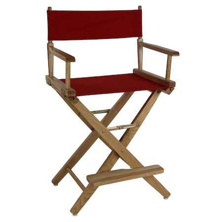 American Trail 206-20-032-11 24 in. Extra-Wide Premium Directors Chair, Natural Frame with Red Color Cover 206-20/032-11